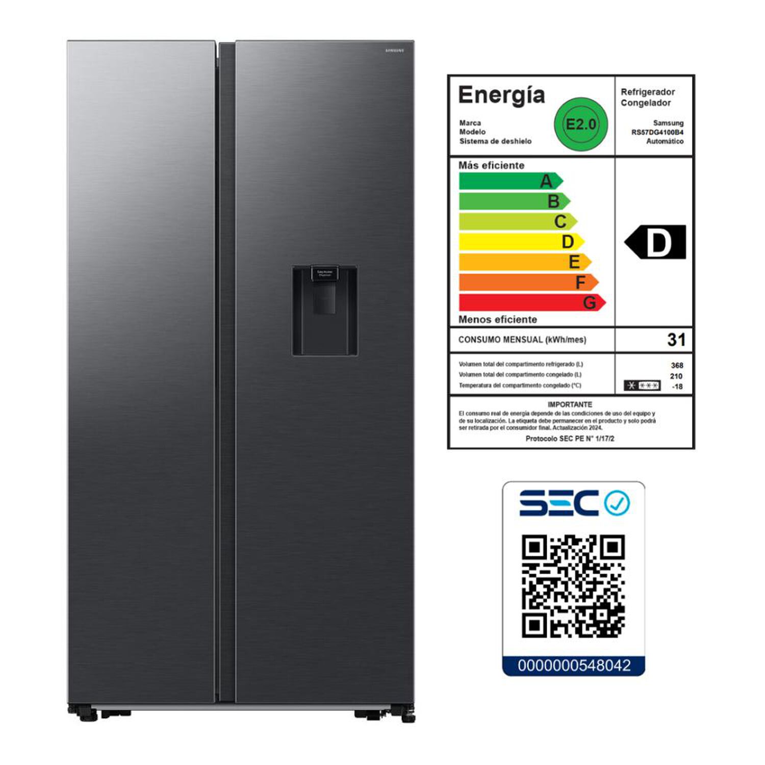 Refrigerador Side By Side Samsung RS57DG4100B4ZS / No Frost / 578 Litros / D image number 9.0